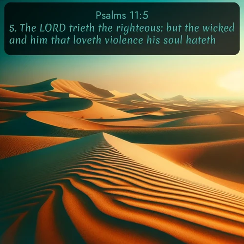 citation biblique : 5. The LORD trieth the righteous: but the wicked and him that loveth violence his soul hateth.
 sur fond image nature