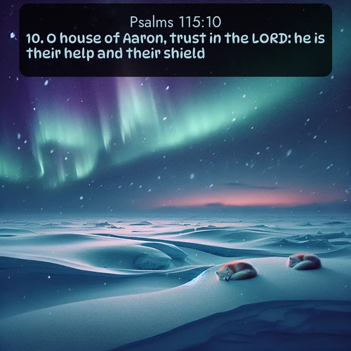 citation biblique : 10. O house of Aaron, trust in the LORD: he is their help and their shield.
 sur fond image nature