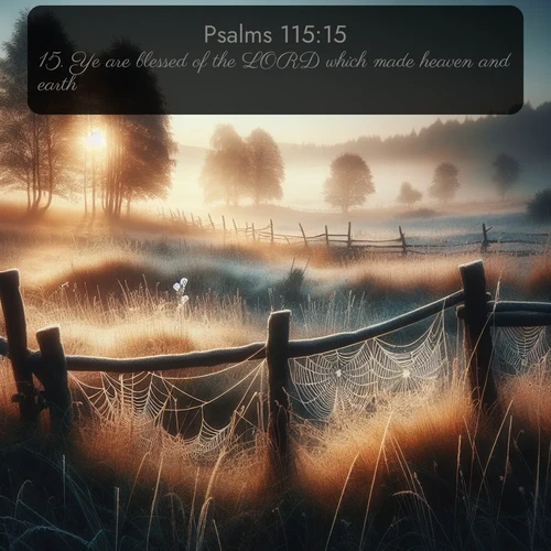 citation biblique : 15. Ye are blessed of the LORD which made heaven and earth.
 sur fond image nature