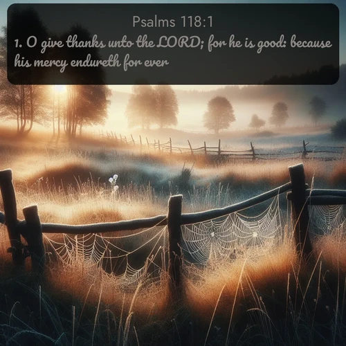 citation biblique : 1. O give thanks unto the LORD; for he is good: because his mercy endureth for ever.
 sur fond image nature