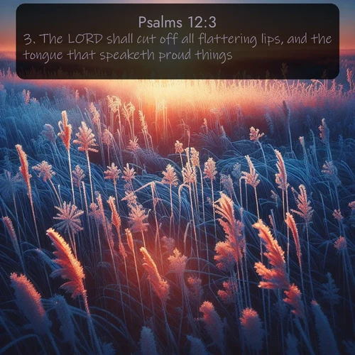 citation biblique : 3. The LORD shall cut off all flattering lips, and the tongue that speaketh proud things:
 sur fond image nature