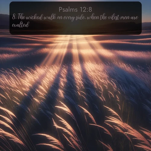 citation biblique : 8. The wicked walk on every side, when the vilest men are exalted.
 sur fond image nature