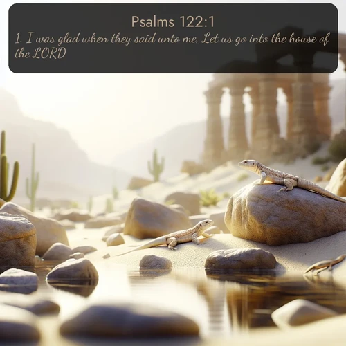 citation biblique : 1. I was glad when they said unto me, Let us go into the house of the LORD.
 sur fond image nature