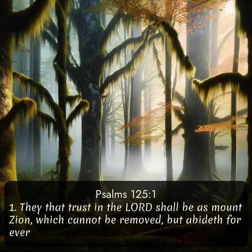 citation biblique : 1. They that trust in the LORD shall be as mount Zion, which cannot be removed, but abideth for ever.
 sur fond image nature