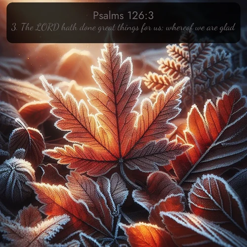 citation biblique : 3. The LORD hath done great things for us; whereof we are glad.
 sur fond image nature