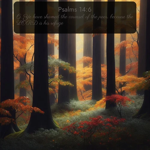citation biblique : 6. Ye have shamed the counsel of the poor, because the LORD is his refuge.
 sur fond image nature