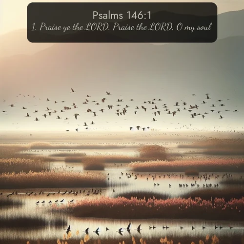 citation biblique : 1. Praise ye the LORD. Praise the LORD, O my soul.
 sur fond image nature