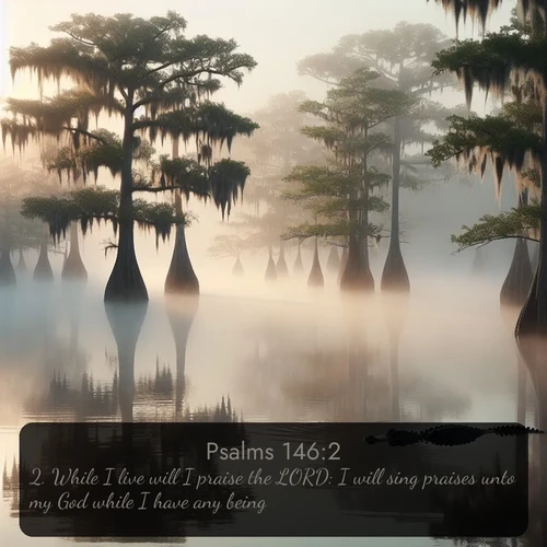 citation biblique : 2. While I live will I praise the LORD: I will sing praises unto my God while I have any being.
 sur fond image nature