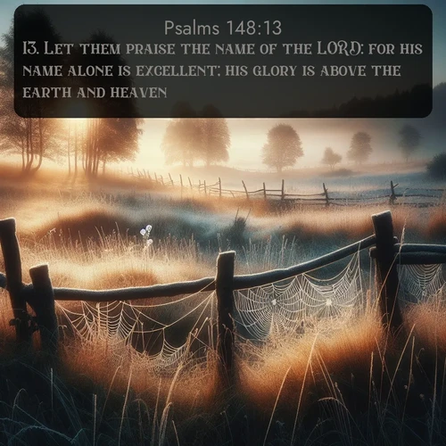 citation biblique : 13. Let them praise the name of the LORD: for his name alone is excellent; his glory is above the earth and heaven.
 sur fond image nature