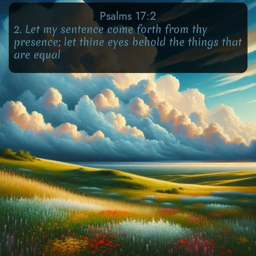 citation biblique : 2. Let my sentence come forth from thy presence; let thine eyes behold the things that are equal.
 sur fond image nature