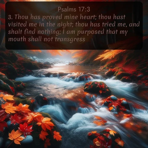 citation biblique : 3. Thou has proved mine heart; thou hast visited me in the night; thou has tried me, and shalt find nothing; I am purposed that my mouth shall not transgress.
 sur fond image nature