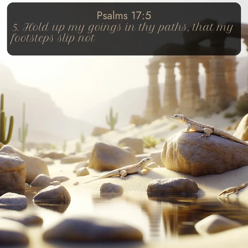 citation biblique : 5. Hold up my goings in thy paths, that my footsteps slip not.
 sur fond image nature