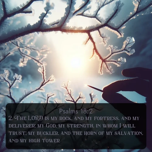 citation biblique : 2. The LORD is my rock, and my fortress, and my deliverer; my God, my strength, in whom I will trust; my buckler, and the horn of my salvation, and my high tower.
 sur fond image nature