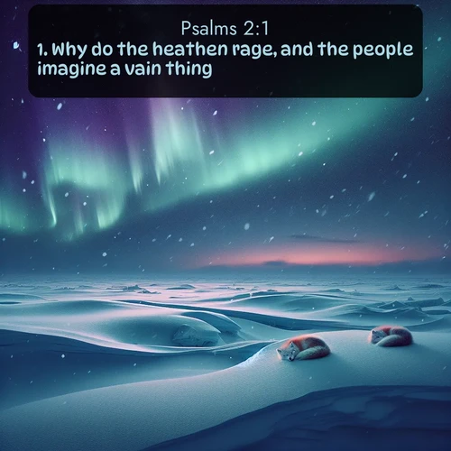 citation biblique : 1. Why do the heathen rage, and the people imagine a vain thing?
 sur fond image nature