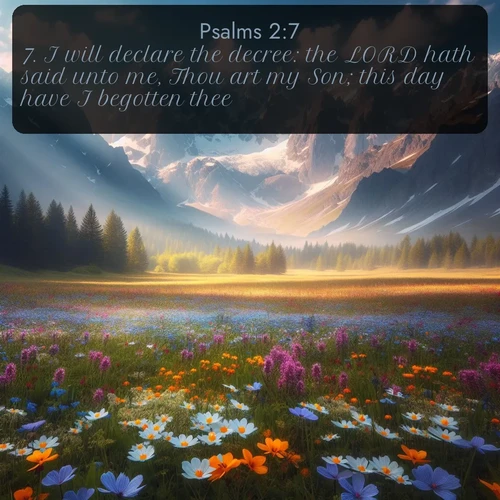 citation biblique : 7. I will declare the decree: the LORD hath said unto me, Thou art my Son; this day have I begotten thee.
 sur fond image nature