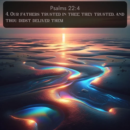 citation biblique : 4. Our fathers trusted in thee: they trusted, and thou didst deliver them.
 sur fond image nature