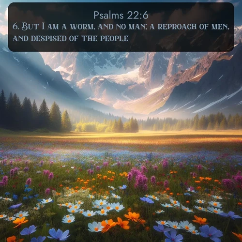 citation biblique : 6. But I am a worm, and no man; a reproach of men, and despised of the people.
 sur fond image nature