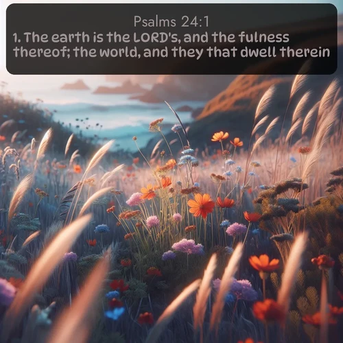 citation biblique : 1. The earth is the LORD&#039;s, and the fulness thereof; the world, and they that dwell therein.
 sur fond image nature