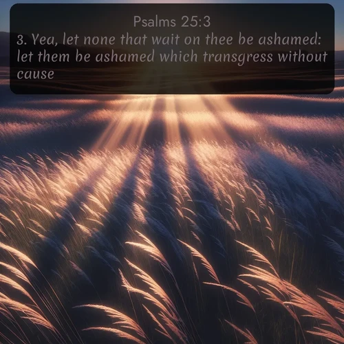citation biblique : 3. Yea, let none that wait on thee be ashamed: let them be ashamed which transgress without cause.
 sur fond image nature