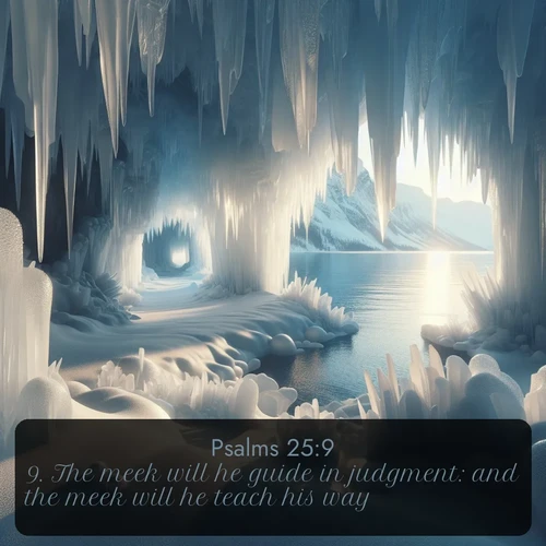 citation biblique : 9. The meek will he guide in judgment: and the meek will he teach his way.
 sur fond image nature