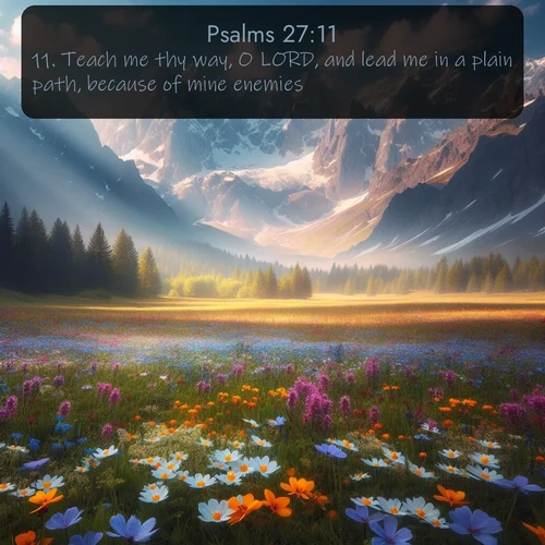 citation biblique : 11. Teach me thy way, O LORD, and lead me in a plain path, because of mine enemies.
 sur fond image nature