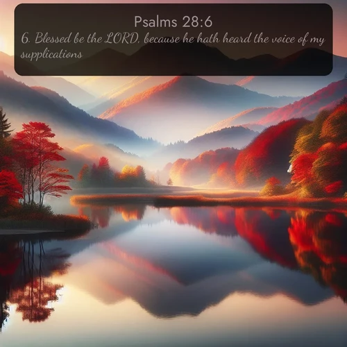 citation biblique : 6. Blessed be the LORD, because he hath heard the voice of my supplications.
 sur fond image nature