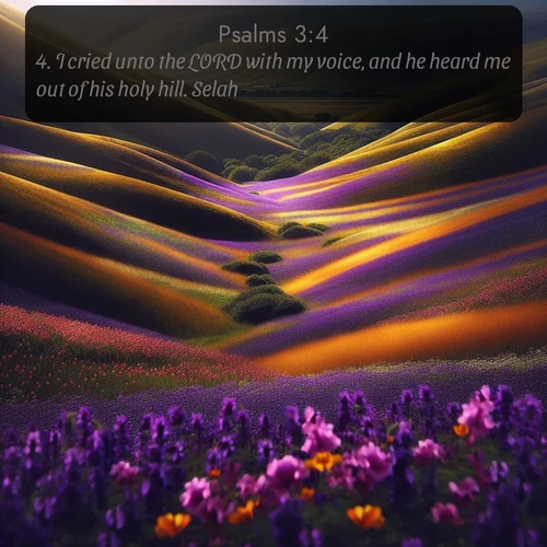citation biblique : 4. I cried unto the LORD with my voice, and he heard me out of his holy hill. Selah.
 sur fond image nature