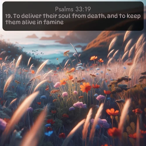 citation biblique : 19. To deliver their soul from death, and to keep them alive in famine.
 sur fond image nature
