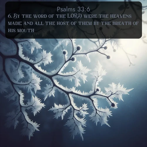 citation biblique : 6. By the word of the LORD were the heavens made; and all the host of them by the breath of his mouth.
 sur fond image nature