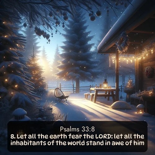 citation biblique : 8. Let all the earth fear the LORD: let all the inhabitants of the world stand in awe of him.
 sur fond image nature