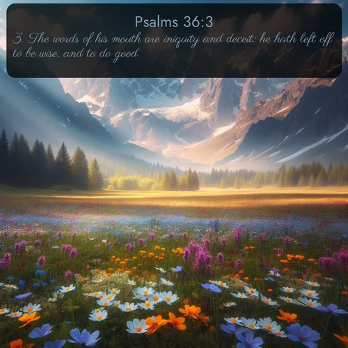 citation biblique : 3. The words of his mouth are iniquity and deceit: he hath left off to be wise, and to do good.
 sur fond image nature