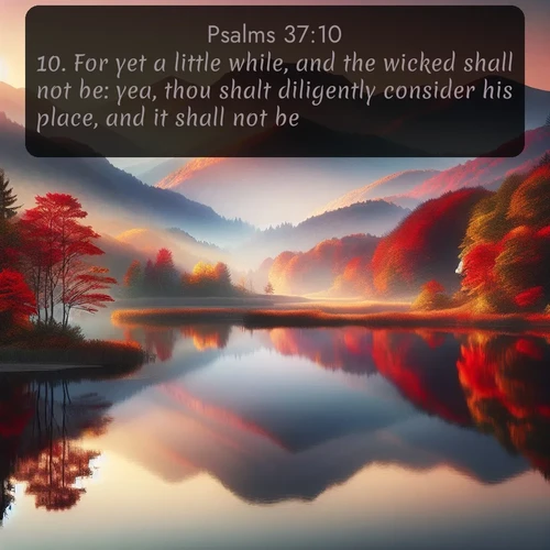 citation biblique : 10. For yet a little while, and the wicked shall not be: yea, thou shalt diligently consider his place, and it shall not be.
 sur fond image nature