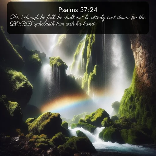 citation biblique : 24. Though he fall, he shall not be utterly cast down: for the LORD upholdeth him with his hand.
 sur fond image nature