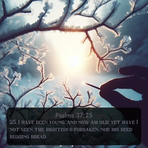 citation biblique : 25. I have been young, and now am old; yet have I not seen the righteous forsaken, nor his seed begging bread.
 sur fond image nature