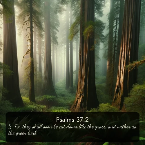 citation biblique : 2. For they shall soon be cut down like the grass, and wither as the green herb.
 sur fond image nature