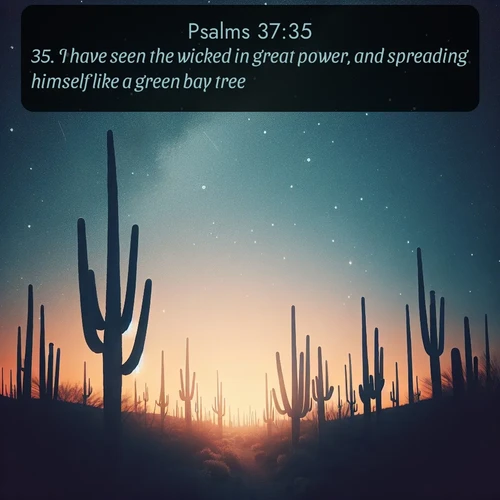 citation biblique : 35. I have seen the wicked in great power, and spreading himself like a green bay tree.
 sur fond image nature