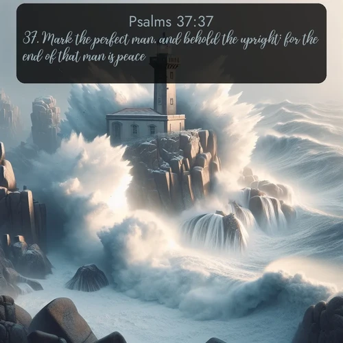 citation biblique : 37. Mark the perfect man, and behold the upright: for the end of that man is peace.
 sur fond image nature