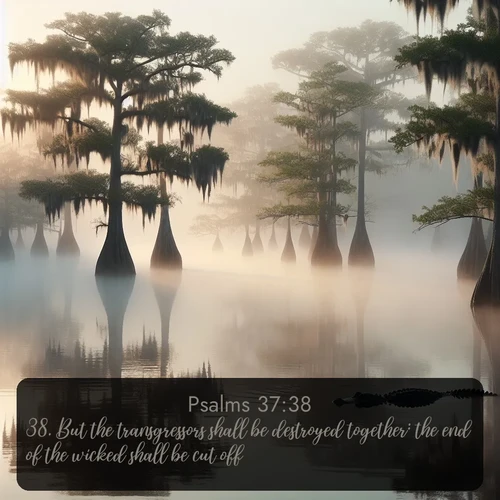 citation biblique : 38. But the transgressors shall be destroyed together: the end of the wicked shall be cut off.
 sur fond image nature