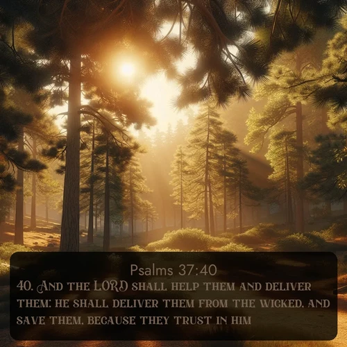 citation biblique : 40. And the LORD shall help them and deliver them: he shall deliver them from the wicked, and save them, because they trust in him.
 sur fond image nature