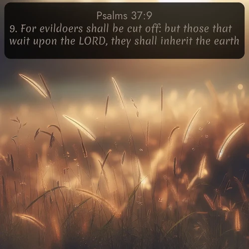 citation biblique : 9. For evildoers shall be cut off: but those that wait upon the LORD, they shall inherit the earth.
 sur fond image nature