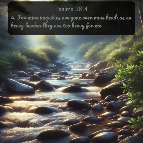 citation biblique : 4. For mine iniquities are gone over mine head: as an heavy burden they are too heavy for me.
 sur fond image nature