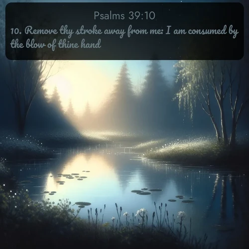 citation biblique : 10. Remove thy stroke away from me: I am consumed by the blow of thine hand.
 sur fond image nature
