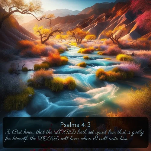 citation biblique : 3. But know that the LORD hath set apart him that is godly for himself: the LORD will hear when I call unto him.
 sur fond image nature