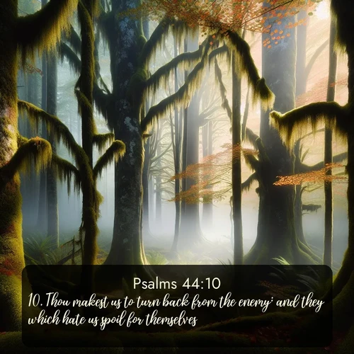 citation biblique : 10. Thou makest us to turn back from the enemy: and they which hate us spoil for themselves.
 sur fond image nature
