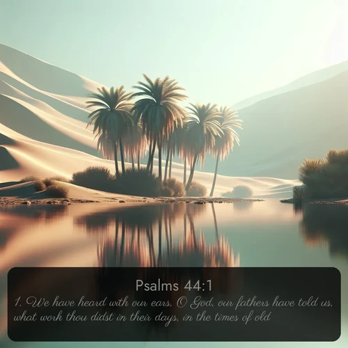 citation biblique : 1. We have heard with our ears, O God, our fathers have told us, what work thou didst in their days, in the times of old.
 sur fond image nature