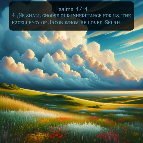 citation biblique : 4. He shall choose our inheritance for us, the excellency of Jacob whom he loved. Selah.
 sur fond image nature