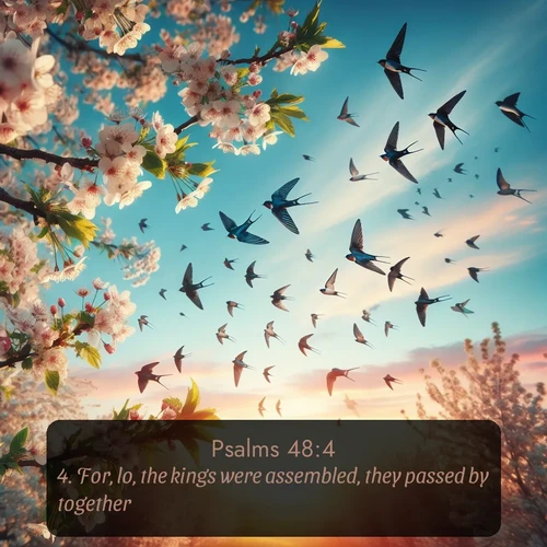 citation biblique : 4. For, lo, the kings were assembled, they passed by together.
 sur fond image nature