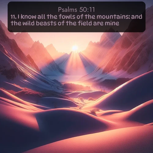citation biblique : 11. I know all the fowls of the mountains: and the wild beasts of the field are mine.
 sur fond image nature