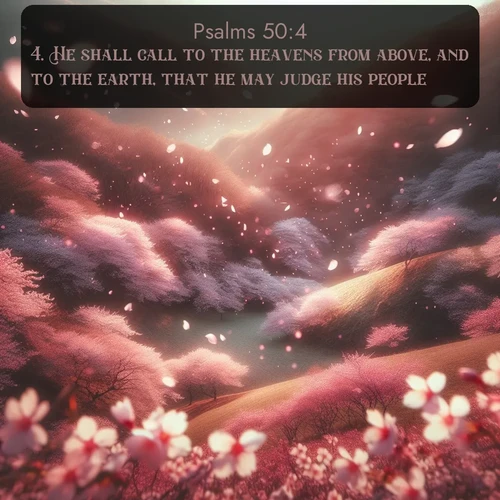 citation biblique : 4. He shall call to the heavens from above, and to the earth, that he may judge his people.
 sur fond image nature