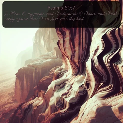 citation biblique : 7. Hear, O my people, and I will speak; O Israel, and I will testify against thee: I am God, even thy God.
 sur fond image nature